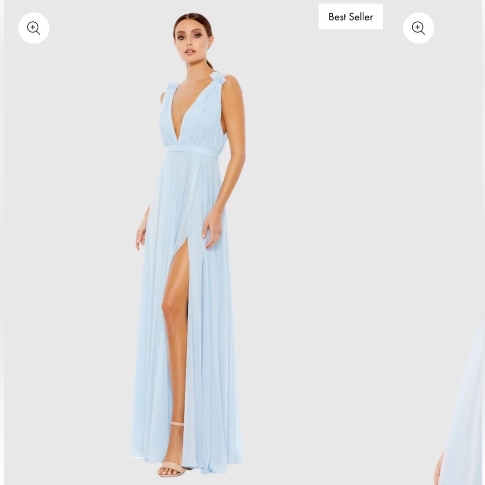 Mac Duggal #55321 size 4 - Light Blue Plunge V-Neck Maxi Dress NWT